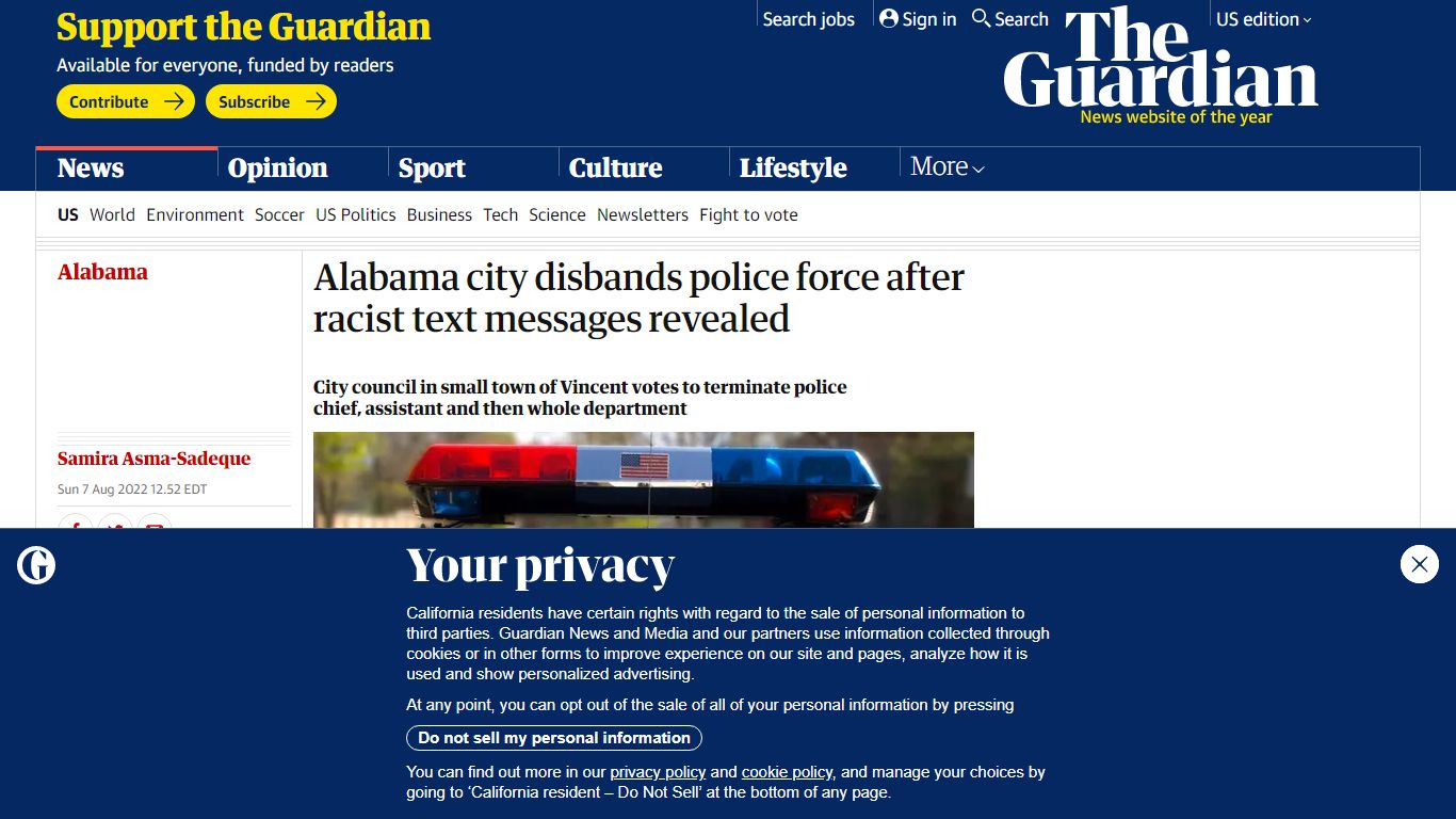 Alabama city disbands police force after racist text messages revealed ...